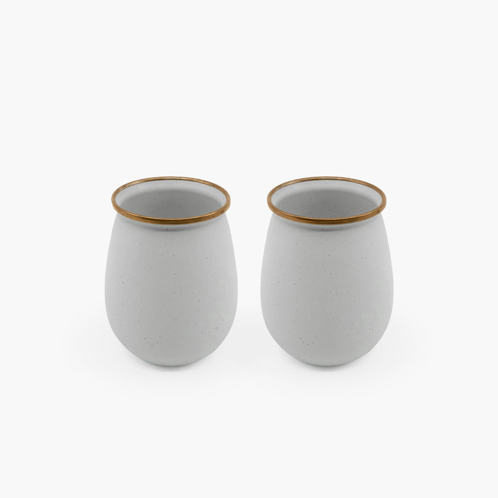 [CKW-387] Tumbler enamel set of 2, eggshell, Barebones