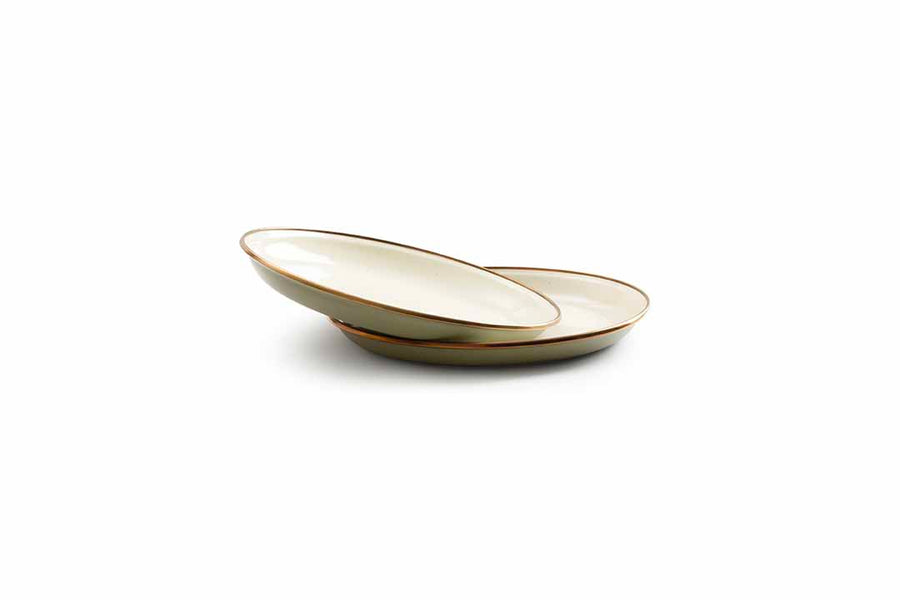 [CKW-1028] Assiette de salade en émaille, set de 2, Olive Drab, Barebones
