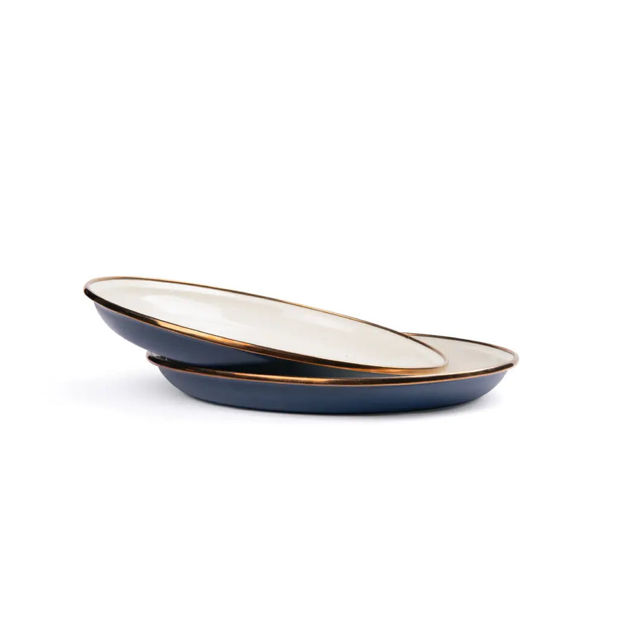 Emaille-Salatteller, 2-er Set, deep indigo, Barebones
