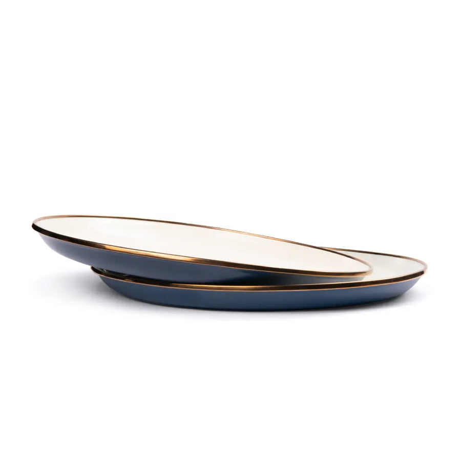 Emaille-Teller, 2er Set, deep indigo, Barebones