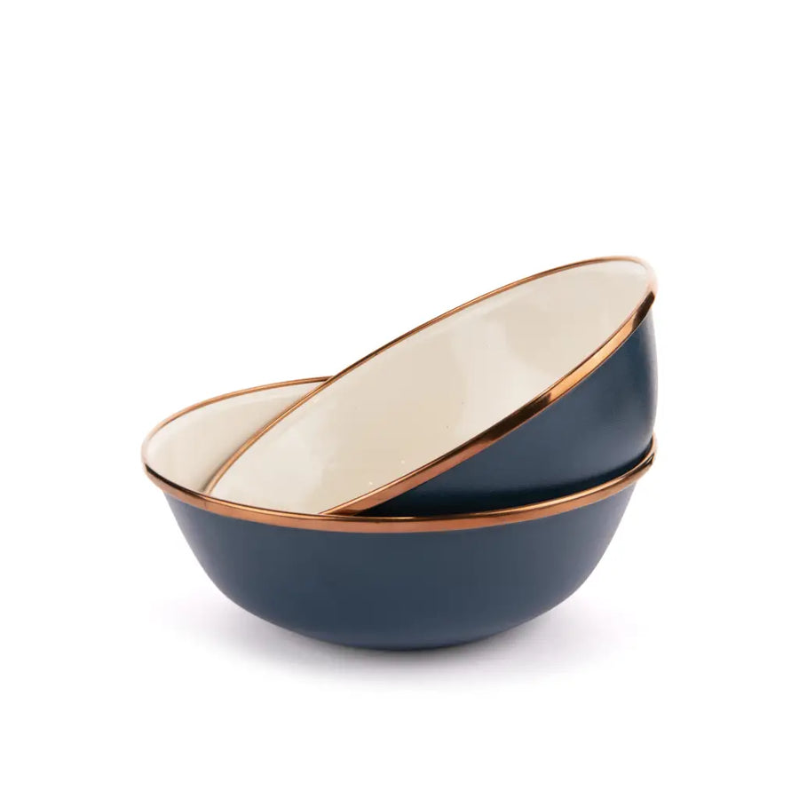 Enamel 2-Tone Deep Plate Set - Indigo Blue - Barebones